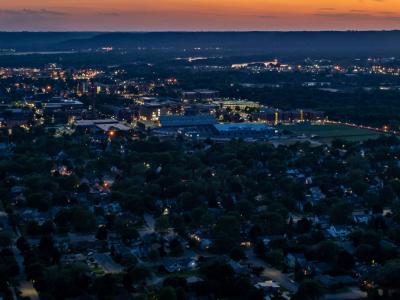 Overlooking the city of La Crosse from Grandad Bluff at sunset.